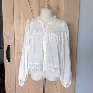 100% Cotton Lace Akemi + Kin Soft Summer Blouse Sz 12 Like New